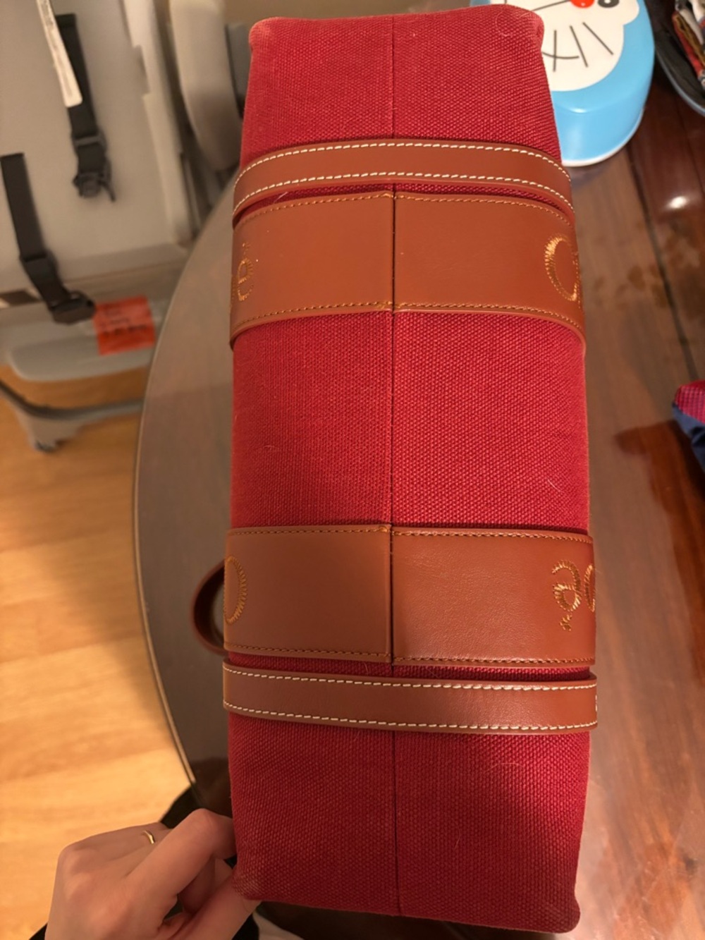 Chloé Red Canvas Tote with Brown Leather Straps - Picture 5 of 9